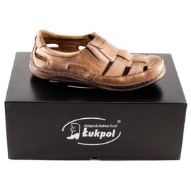 ŁUKPOL Zapatos de hombre calados 978 para verano marrón 3