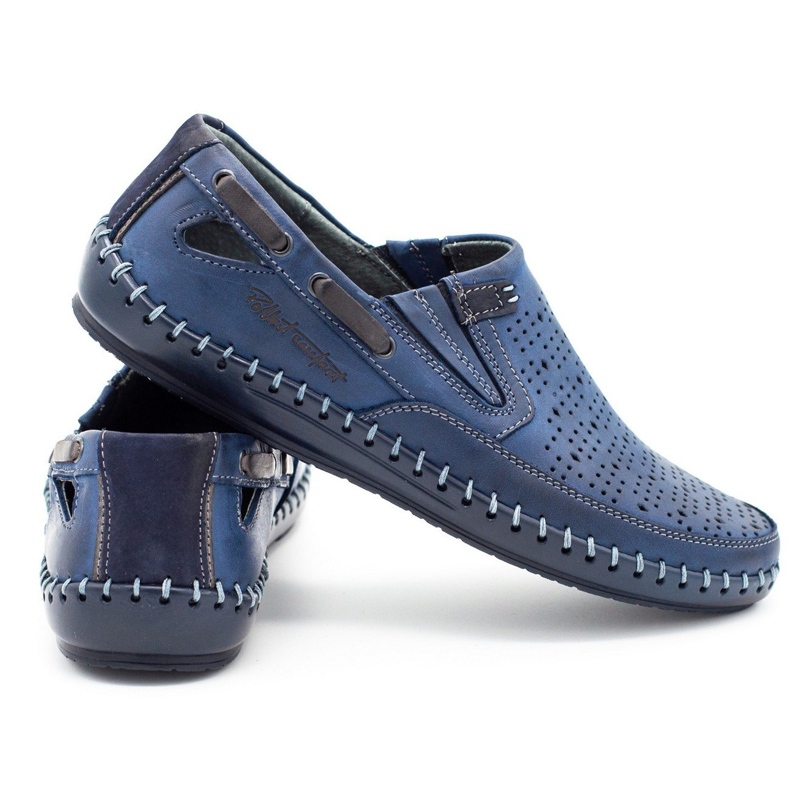 Polbut Zapatos hombre mocasines calados J68L azul marino 2
