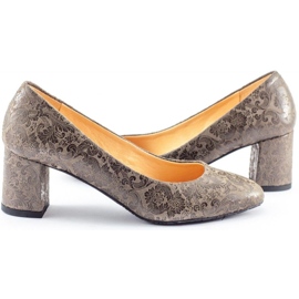 Zapatos de salón para mujer en el poste C-129, marrón 5