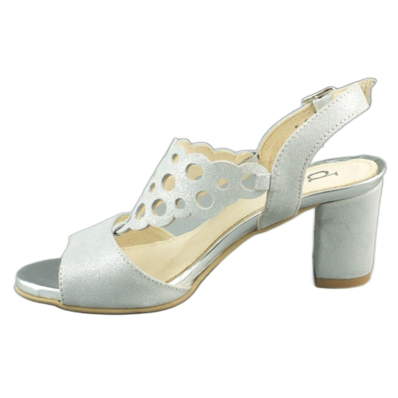 Dolce Pietro Sandalias de mujer en ante en el poste 2083 en blanco y plateado plata multicolor 1