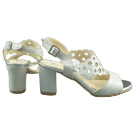 Dolce Pietro Sandalias de mujer en ante en el poste 2083 en blanco y plateado plata multicolor 4