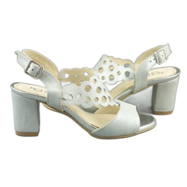 Dolce Pietro Sandalias de mujer en ante en el poste 2083 en blanco y plateado plata multicolor 5