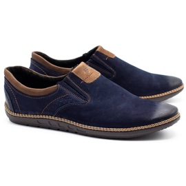 Joker Zapatos de hombre, mocasines de piel 937 azul marino 2