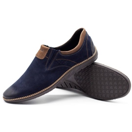 Joker Zapatos de hombre, mocasines de piel 937 azul marino 3
