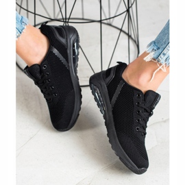 SHELOVET Zapatillas negras con malla negro 4