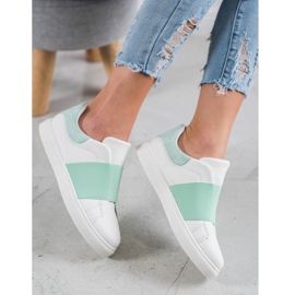 SHELOVET Zapatos sin cordones con banda elástica blanco verde 2
