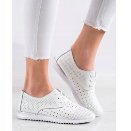 Kylie Zapatos de piel calada blanco 1