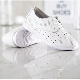 Kylie Zapatos de piel calada blanco 3