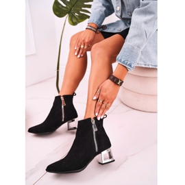 Nicole Botas De Mujer Con Tacón Plateado Ante Negro Norah 5