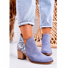 Botas de mujer de piel con tacón alto Maciejka Celeste 04492 azul 3