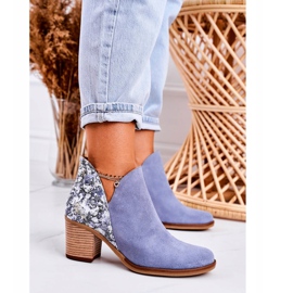 Botas de mujer de piel con tacón alto Maciejka Celeste 04492 azul 1