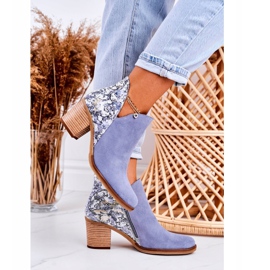 Botas de mujer de piel con tacón alto Maciejka Celeste 04492 azul 2