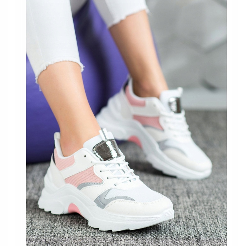 SHELOVET Zapatillas con estilo Merlin blanco rosado plata 1