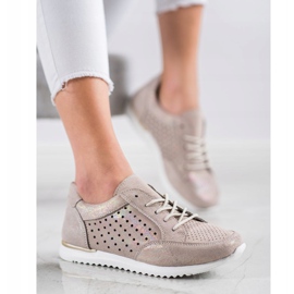Kylie Zapatos de piel calada beige dorado 4