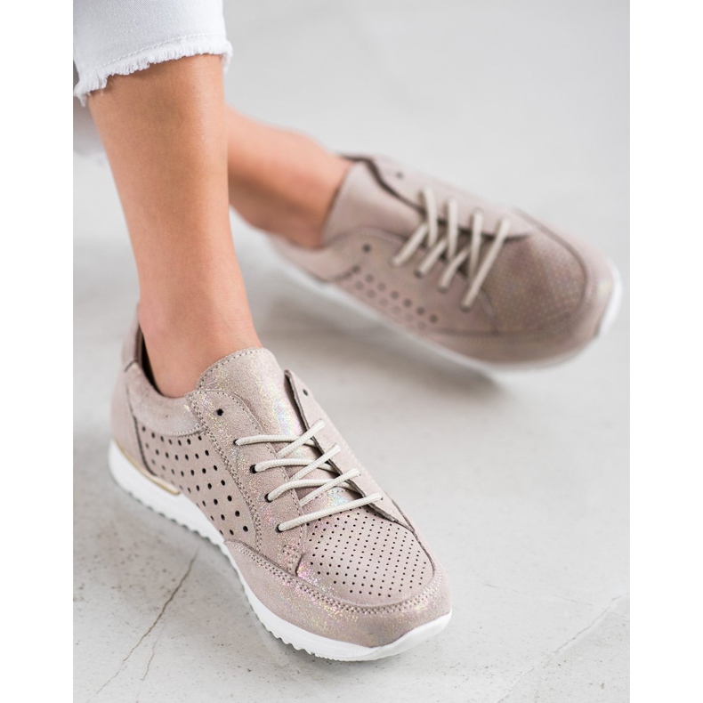 Kylie Zapatos de piel calada beige dorado 1