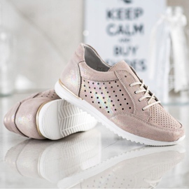Kylie Zapatos de piel calada beige dorado 2