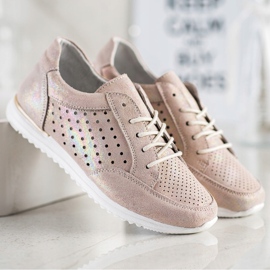 Kylie Zapatos de piel calada beige dorado 3