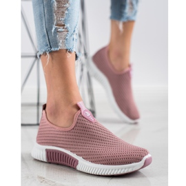 SHELOVET Cómodas zapatillas textiles rosado 3