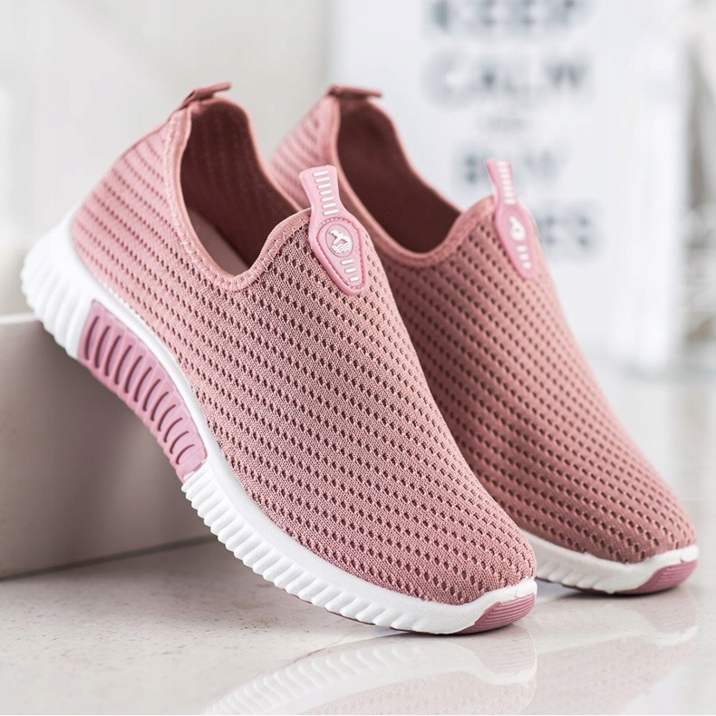 SHELOVET Cómodas zapatillas textiles rosa 1
