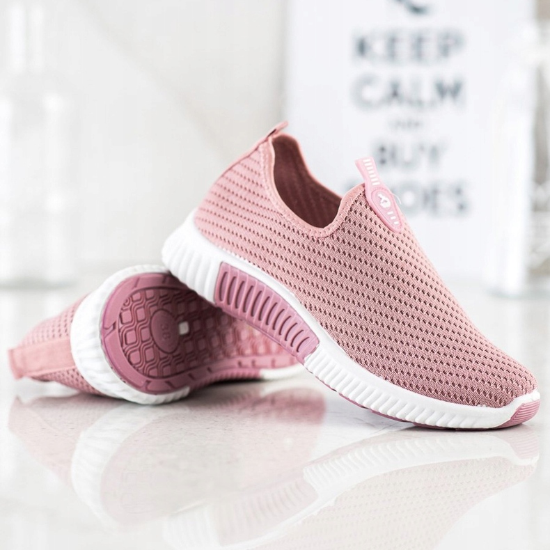 SHELOVET Cómodas zapatillas textiles rosa 2