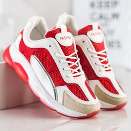 Via Giulia  Zapatillas de deporte con purpurina a la moda beige blanco rojo 2 Via Giulia  Zapatillas de deporte con purpurina a la moda beige blanco rojo 2
