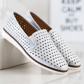 Kylie Slipons calados brillantes plata 1