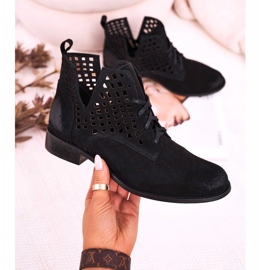 Nicole Botas Susannah negras de ante calado para mujer negro 8