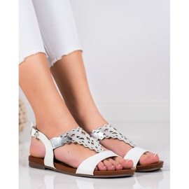 Kylie Sandalias planas con estilo blanco 2