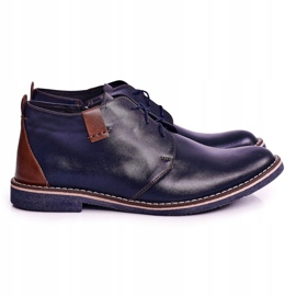 Gejms Botas cálidas de cuero Ferens para hombre azul marino marrón 1