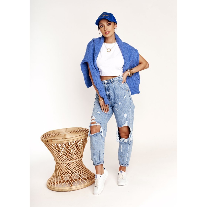 Zapatillas Mujer Piel Big Star BB274211 Blanco y Azul Marino 1