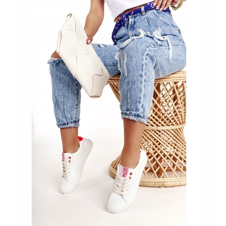 Zapatillas Mujer Piel Big Star BB274210 Blanco y Rojo 1