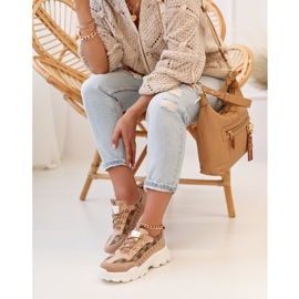 Zapatillas de mujer con suela masiva Khaki Daydreamer beige marrón dorado 4