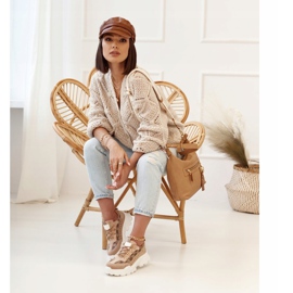 Zapatillas de mujer con suela masiva Khaki Daydreamer beige marrón dorado 3