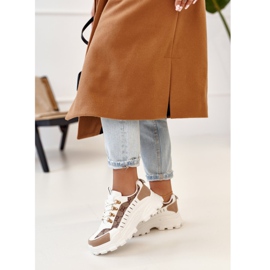 Zapatillas de mujer en una suela masiva White Daydreamer beige blanco marrón dorado 6