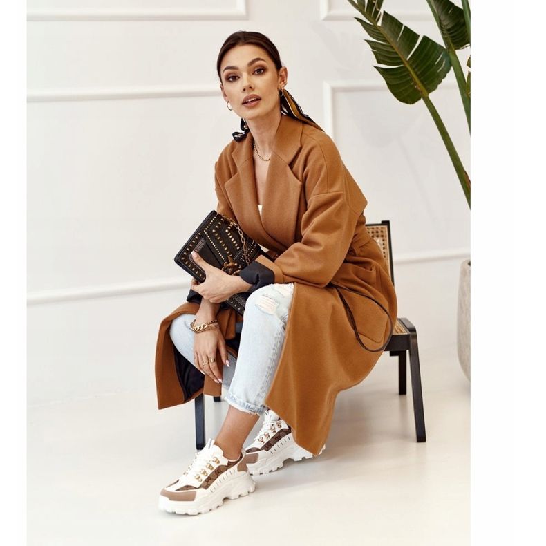 Zapatillas de mujer en una suela masiva White Daydreamer beige blanco marrón dorado 1