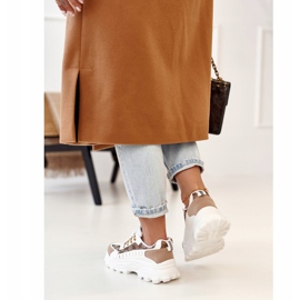 Zapatillas de mujer en una suela masiva White Daydreamer beige blanco marrón dorado 8