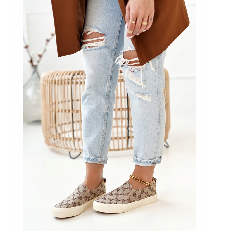 Zapatillas de deporte logged para mujer Slip-On Khaki Challenge beige marrón 1