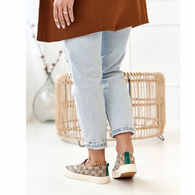 Zapatillas de deporte logged para mujer Slip-On Khaki Challenge beige marrón 2