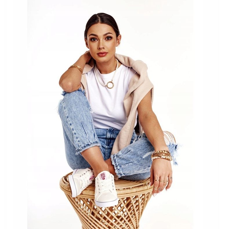 Zapatillas de mujer Big Star DD274892 Blanco-Rojo 2