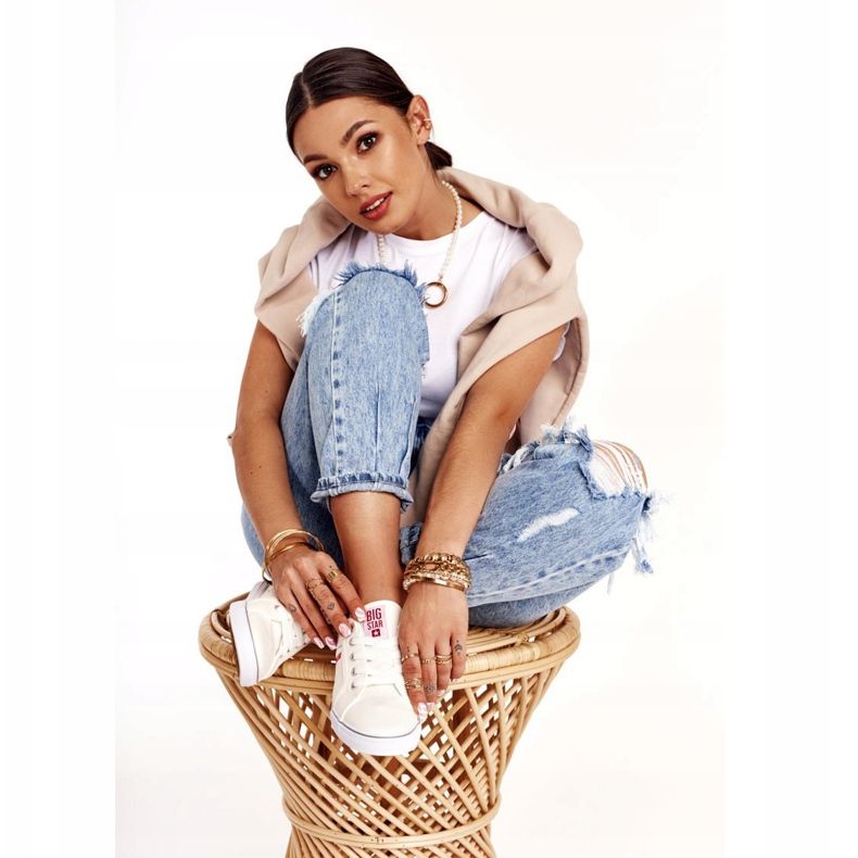 Zapatillas de mujer Big Star DD274892 Blanco-Rojo 1