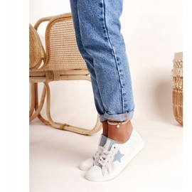 Zapatillas de Mujer en Piel con una Estrella Big Star DD274692 Blanco-Azul 13