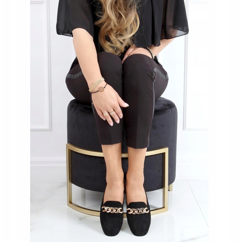 Mocasines negros con cadena LL-237P Negro 1 Mocasines negros con cadena LL-237P Negro 1