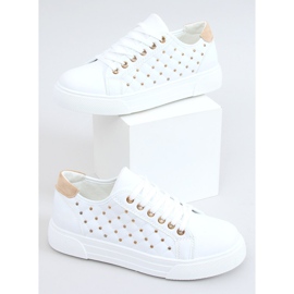Zapatillas de mujer con tachuelas blancas LA124P Beige blanco 3