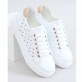 Zapatillas de mujer con tachuelas blancas LA124P Beige blanco 4