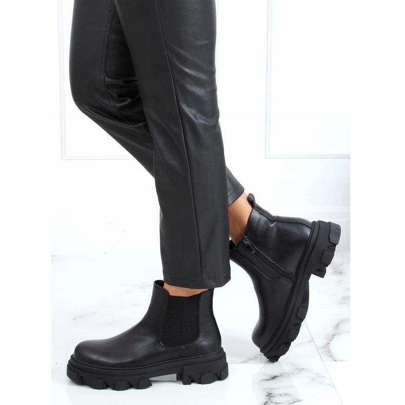 Botines Chelsea negros con suela alta negro 888-52 Negro 2