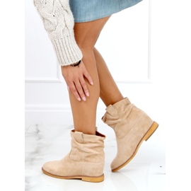 Botas beige con cuña oculta B0-515 Caqui 2