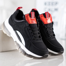 SHELOVET Zapatillas de cuero ecológico negras negro 4