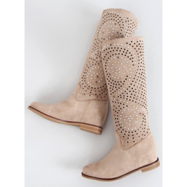 Botines calados cuña oculta beige ST-56P Beige 3