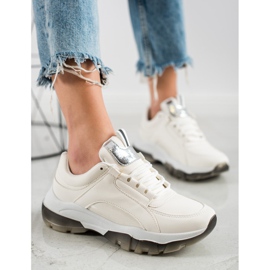 SHELOVET Zapatillas de cuero ecológico blancas blanco 1