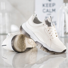 SHELOVET Zapatillas de cuero ecológico blancas blanco 3